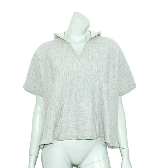 VINCE Crop Poncho Cape Hooded Sweatshirt Gray Size XS - Picture 1 of 9